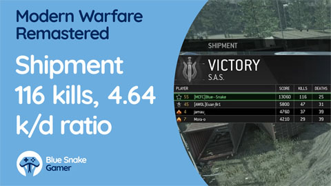 Shipment 116 kills 4.64 kill/death ratio